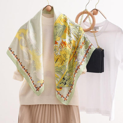 Pink Flora Chic Large Satin Scarf | 90x90cm Bandana | Twill Satin Shawl | Perfect Gift for Her, Mother&