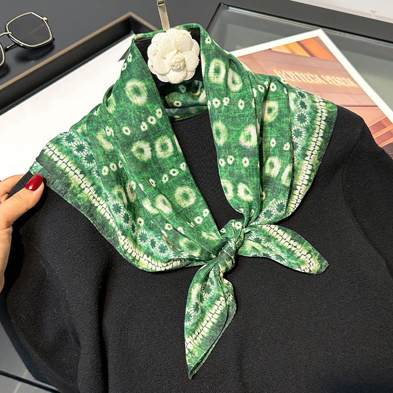 Shibori Silk Cotton Scarf 70cm – Lightweight Summer Giftable Scarf