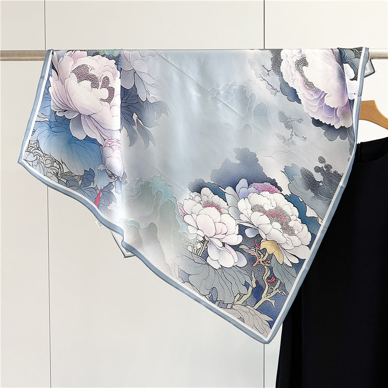 Caramel Paisley – 100% Silk Crepe de Chine Scarf 90cm