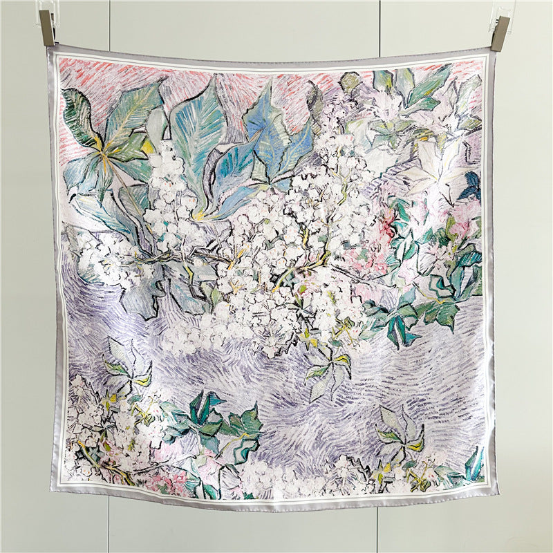 Lilac Whisper – 100% Silk Twill Scarf (90×90cm, Hand-Rolled Edges)