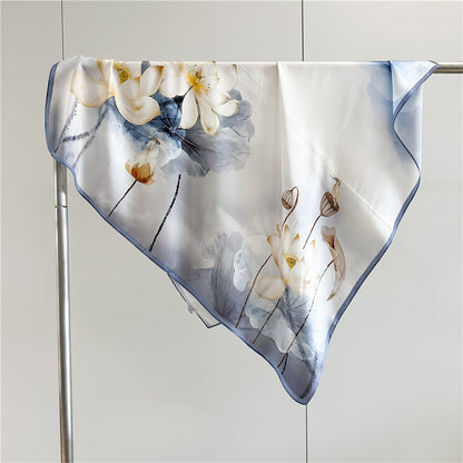 Lotus Whisper – 100% Silk Crepe de Chine Scarf 90cm