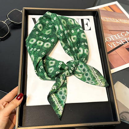 Shibori Silk Cotton Scarf 70cm – Lightweight Summer Giftable Scarf