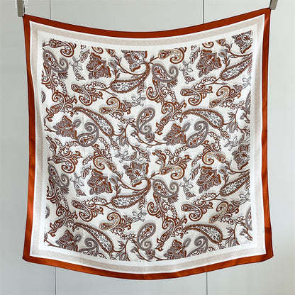 Amber Paisley – 100% Silk Crepe de Chine Scarf 90cm