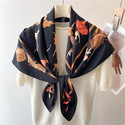 Weißer eleganter großer quadratischer Schal/Seidentwill-Satin/9090 cm/Seidenschal/Seidenbandana/Großer Satinschal/Geschenk für Sie/Muttertagsgeschenke