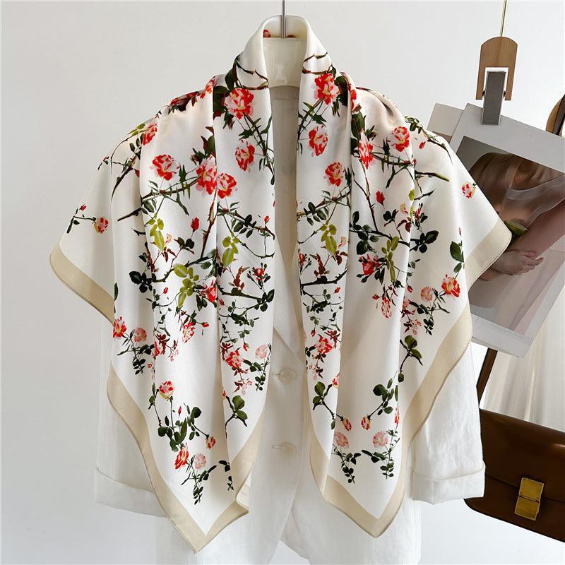 Oriental Aesthetic Chic Large Satin Scarf | 90x90cm Bandana | Twill Satin Shawl | Perfect Gift for Her, Mother&