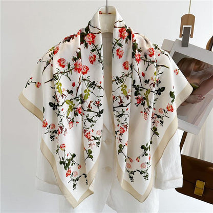 Oriental Aesthetic Chic Large Satin Scarf | 90x90cm Bandana | Twill Satin Shawl | Perfect Gift for Her, Mother&