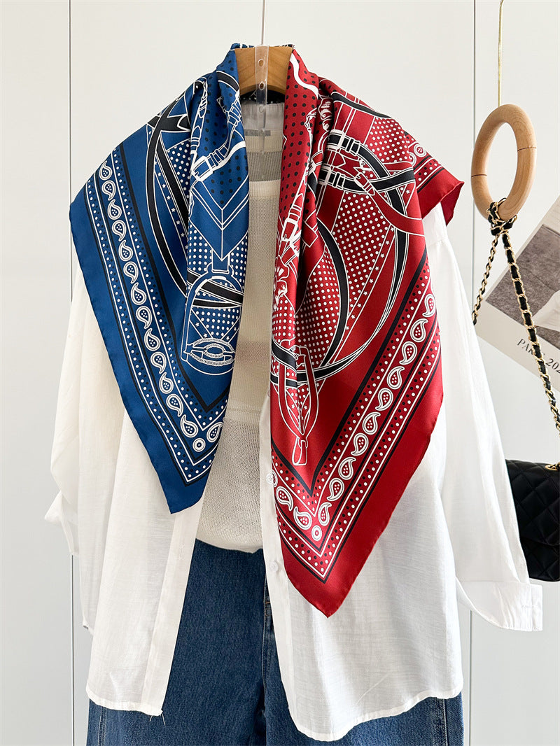 Red &amp; Blue Harness – 100% Silk Twill Scarf 90cm