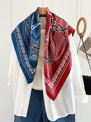 Red & Blue Harness – 100% Silk Twill Scarf 90cm