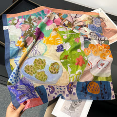 Atelier Still Life Silk Cotton Scarf 70cm – Art-Inspired Giftable Scarf