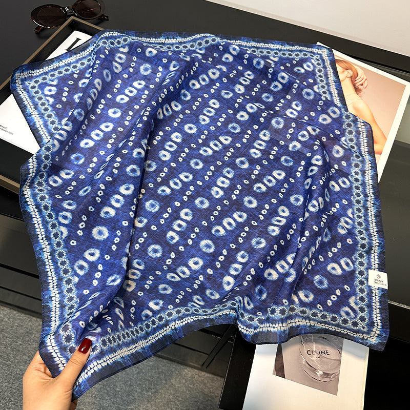 Shibori Silk Cotton Scarf 70cm – Lightweight Summer Giftable Scarf