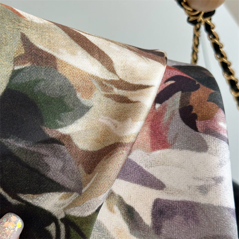 100% Mulberry Silk Twill Scarf – Vintage Rose Garden | Hand-Rolled Edges, 90cm