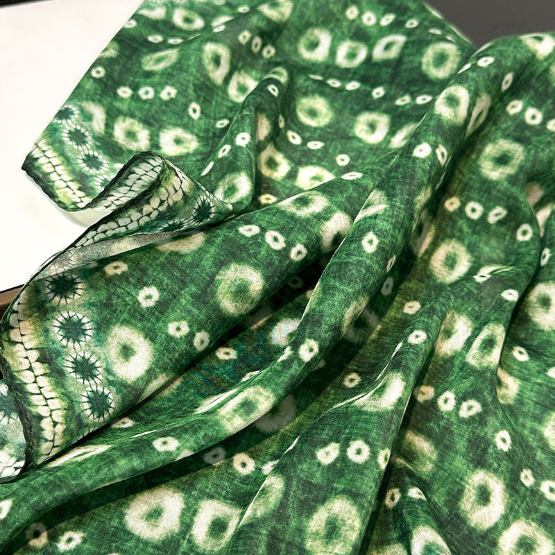 Shibori Silk Cotton Scarf 70cm – Lightweight Summer Giftable Scarf