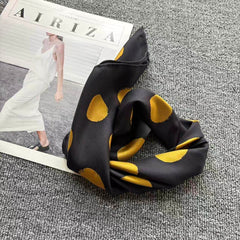 53×53cm Polka Dot Silk Square Scarf – 14mm Mulberry Silk, Hand-Rolled Edges