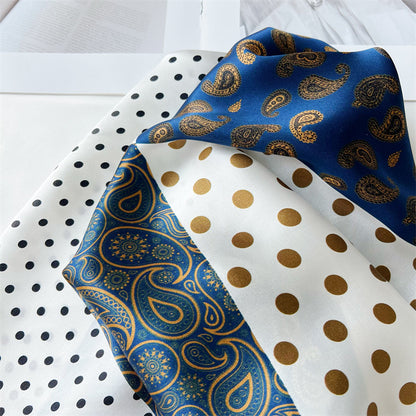 Paisley &amp; Polka Dot Patchwork 100% Mulberry Silk Scarf - 65CM Silk Shawl, Gift for Her, Elegant Silk Accessory