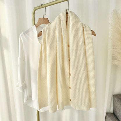 Knitted Plaid Shawl Cape with Buckle - Versatile and Warm Scarf Wrap for Women