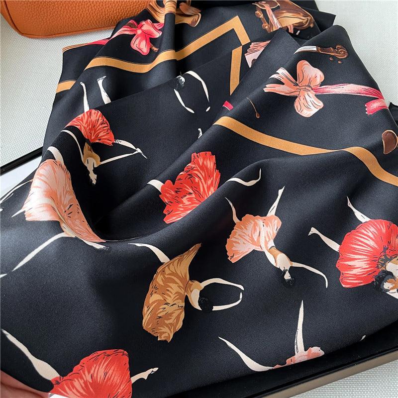 Weißer eleganter großer quadratischer Schal/Seidentwill-Satin/9090 cm/Seidenschal/Seidenbandana/Großer Satinschal/Geschenk für Sie/Muttertagsgeschenke