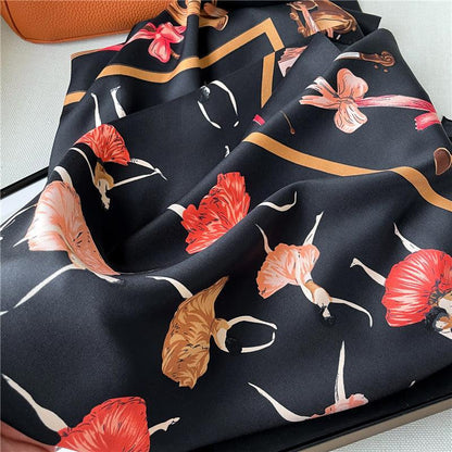 Weißer eleganter großer quadratischer Schal/Seidentwill-Satin/9090 cm/Seidenschal/Seidenbandana/Großer Satinschal/Geschenk für Sie/Muttertagsgeschenke