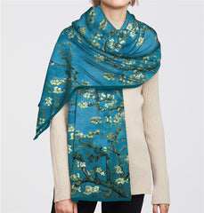 Van Gogh Inspired Long Scarf - 180cm x 70cm, Double-Layer Twill Polyester, Versatile Gift for All Seasons