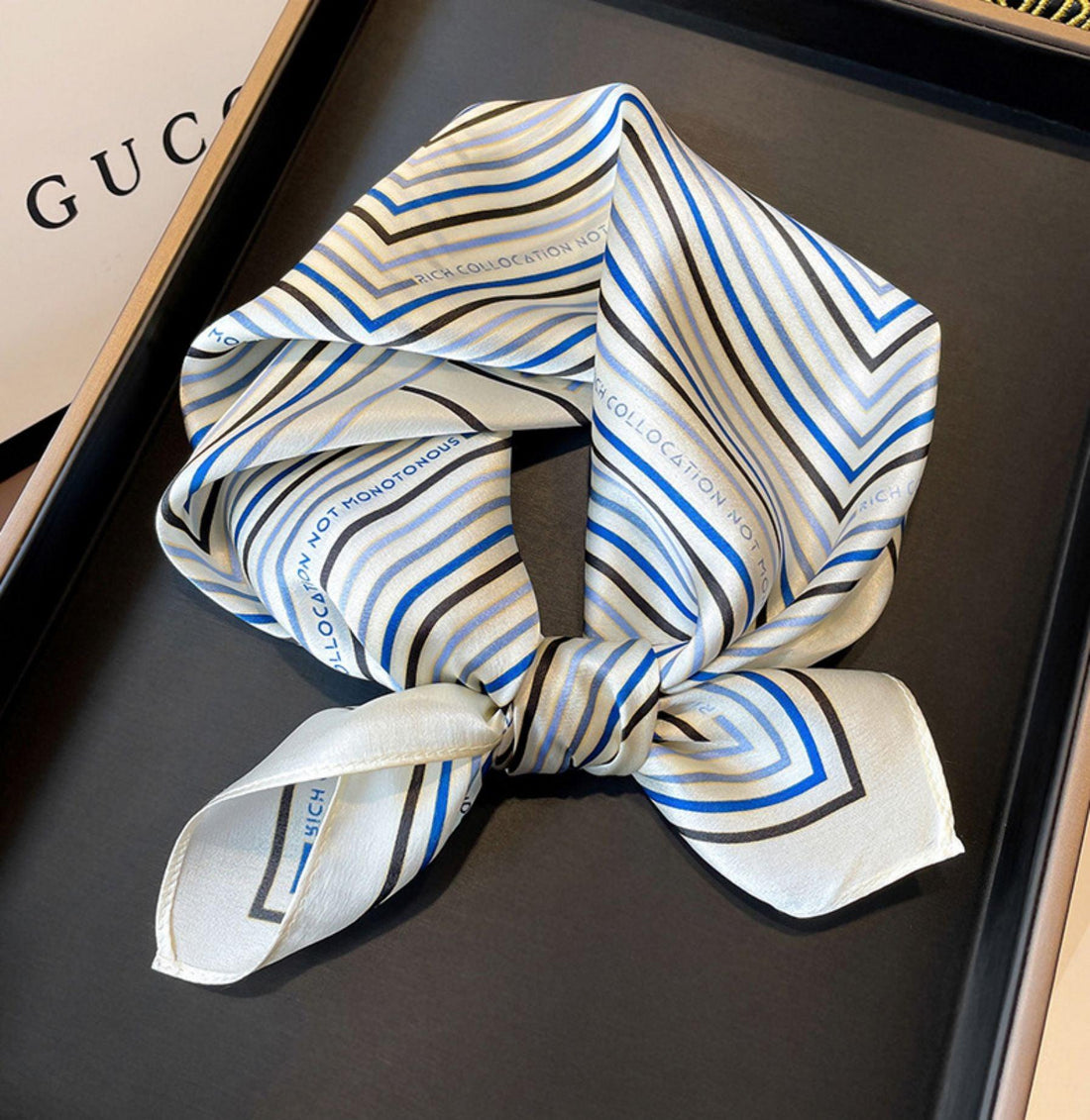 Minimalist Stripe 100% mulberry Silk Scarf/Silk head scarf/Silk hair scarf/Silk neck scarf/Mother&