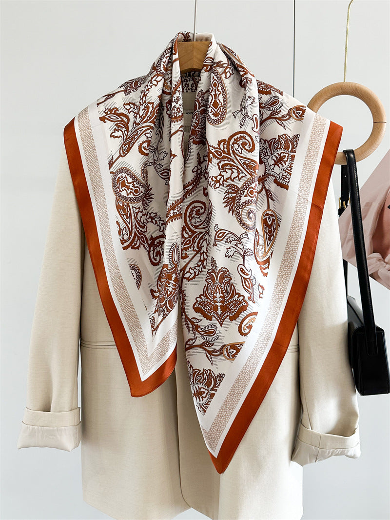 Amber Paisley – 100% Silk Crepe de Chine Scarf 90cm