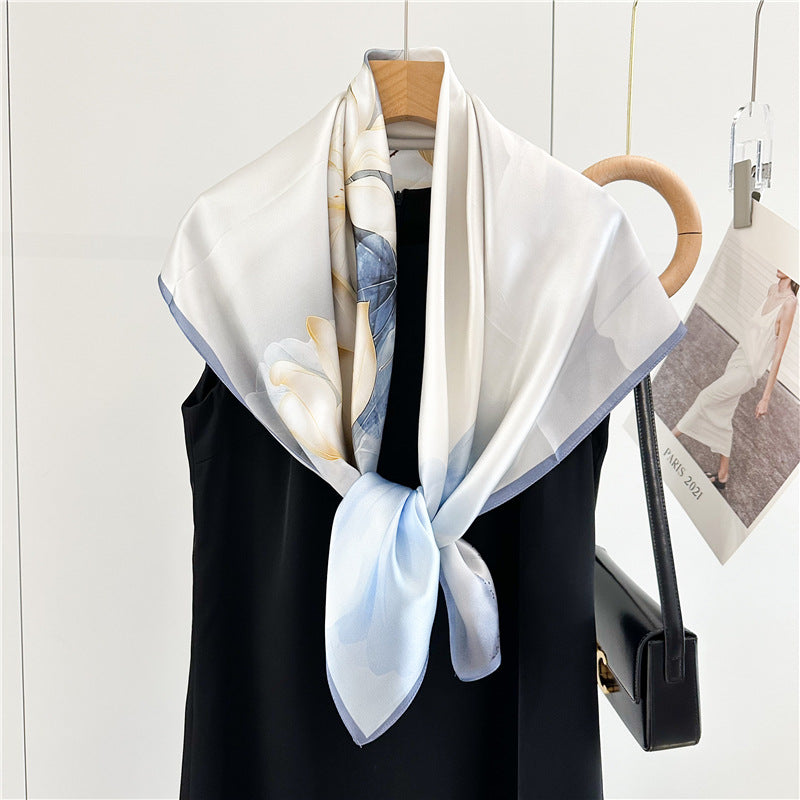 Lotus Whisper – 100% Silk Crepe de Chine Scarf 90cm