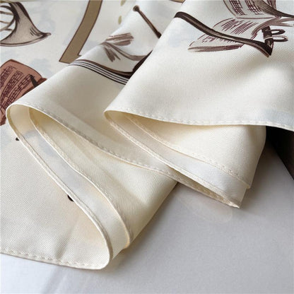 Weißer eleganter großer quadratischer Schal/Seidentwill-Satin/9090 cm/Seidenschal/Seidenbandana/Großer Satinschal/Geschenk für Sie/Muttertagsgeschenke