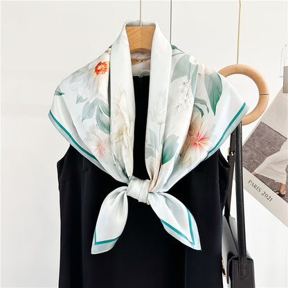 Peony Grace – 100% Silk Crepe de Chine Scarf 90cm