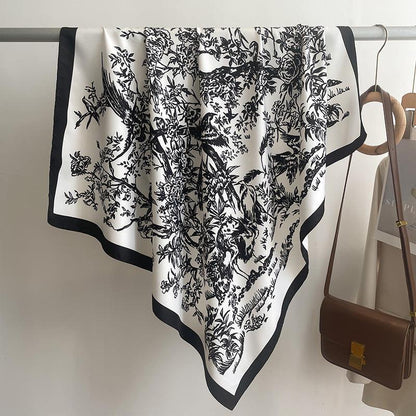 Seidenschal Pferd/Großer quadratischer Schal/Seidentwill-Satin/9090 cm/Seidenschal/Seidenbandana/Großer Satinschal/Geschenk für Sie/Muttertagsgeschenke
