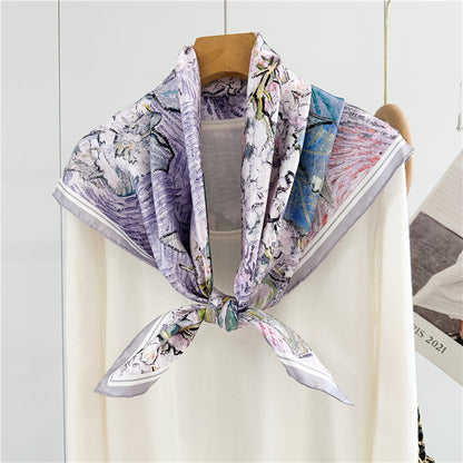Lilac Whisper – 100% Silk Twill Scarf (90×90cm, Hand-Rolled Edges)