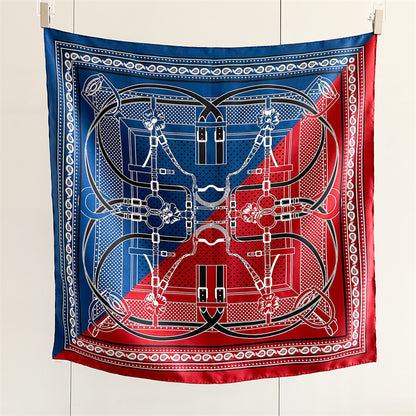 Red &amp; Blue Harness – 100% Silk Twill Scarf 90cm