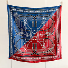 Red & Blue Harness – 100% Silk Twill Scarf 90cm