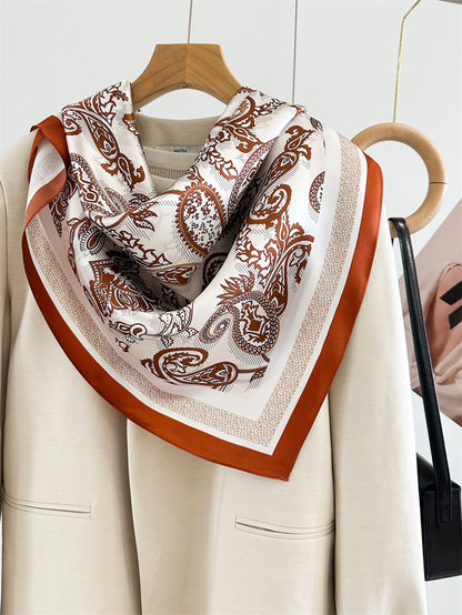 Amber Paisley – 100% Silk Crepe de Chine Scarf 90cm