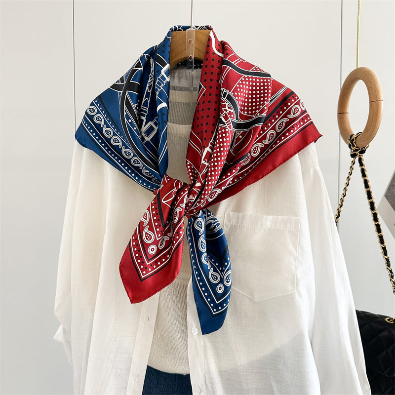 Red &amp; Blue Harness – 100% Silk Twill Scarf 90cm