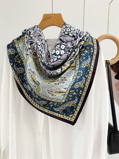 Classic Paisley – 100% Silk Crepe de Chine Scarf (90×90 cm)