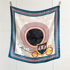 26'' Classic Carriage & Paisley Mulberry Silk Scarf – Timeless Women’s Square Shawl with Heritage-Inspired Design