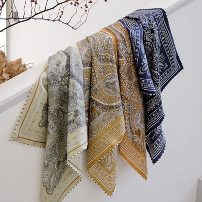 Giftable Classic Navy Paisley Silk Bandana – 53cm Pure Mulberry Silk Twill