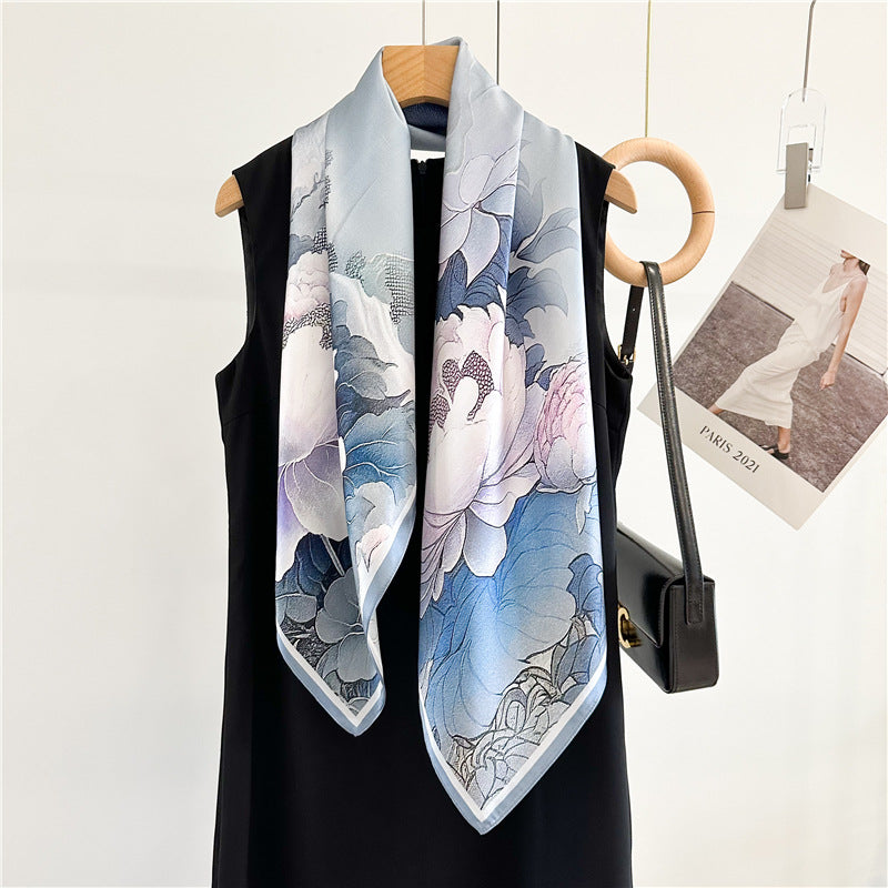 Caramel Paisley – 100% Silk Crepe de Chine Scarf 90cm