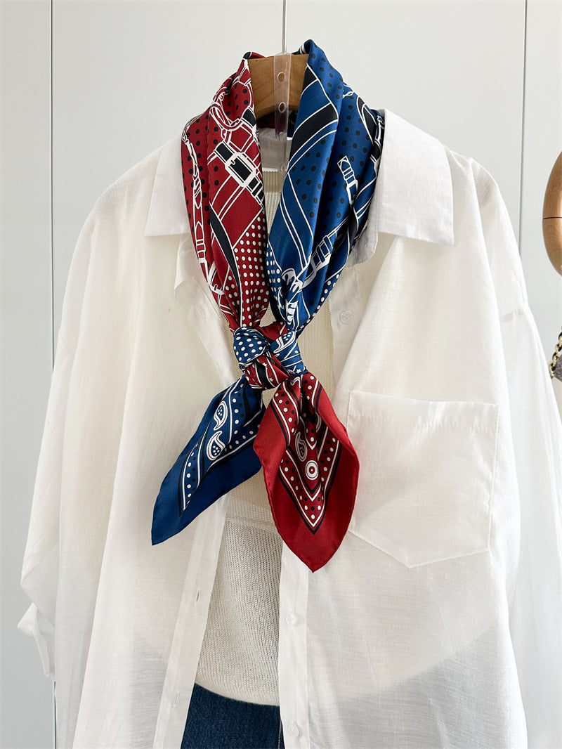 Red &amp; Blue Harness – 100% Silk Twill Scarf 90cm