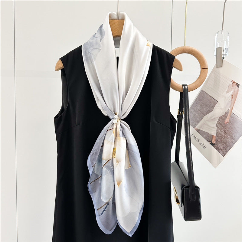 Lotus Whisper – 100% Silk Crepe de Chine Scarf 90cm
