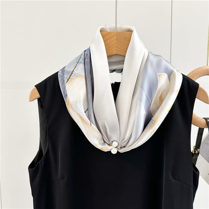 Lotus Whisper – 100% Silk Crepe de Chine Scarf 90cm