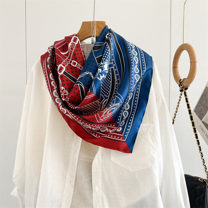 Red &amp; Blue Harness – 100% Silk Twill Scarf 90cm