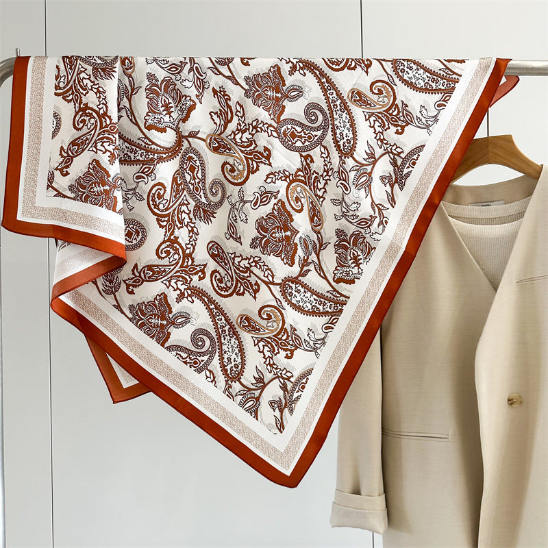 Amber Paisley – 100% Silk Crepe de Chine Scarf 90cm