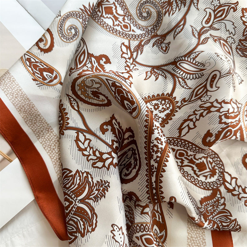 Amber Paisley – 100% Silk Crepe de Chine Scarf 90cm