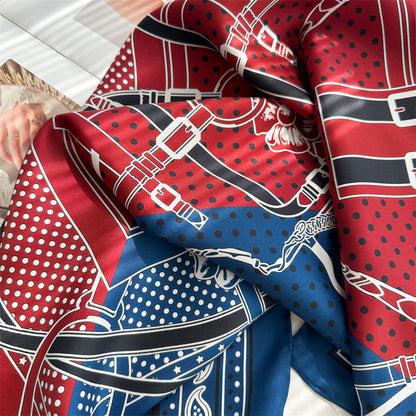Red &amp; Blue Harness – 100% Silk Twill Scarf 90cm