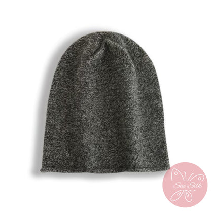 100% Pure Cashmere Knit Beanie – Soft Slouchy Everyday Hat