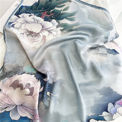 Caramel Paisley – 100% Silk Crepe de Chine Scarf 90cm