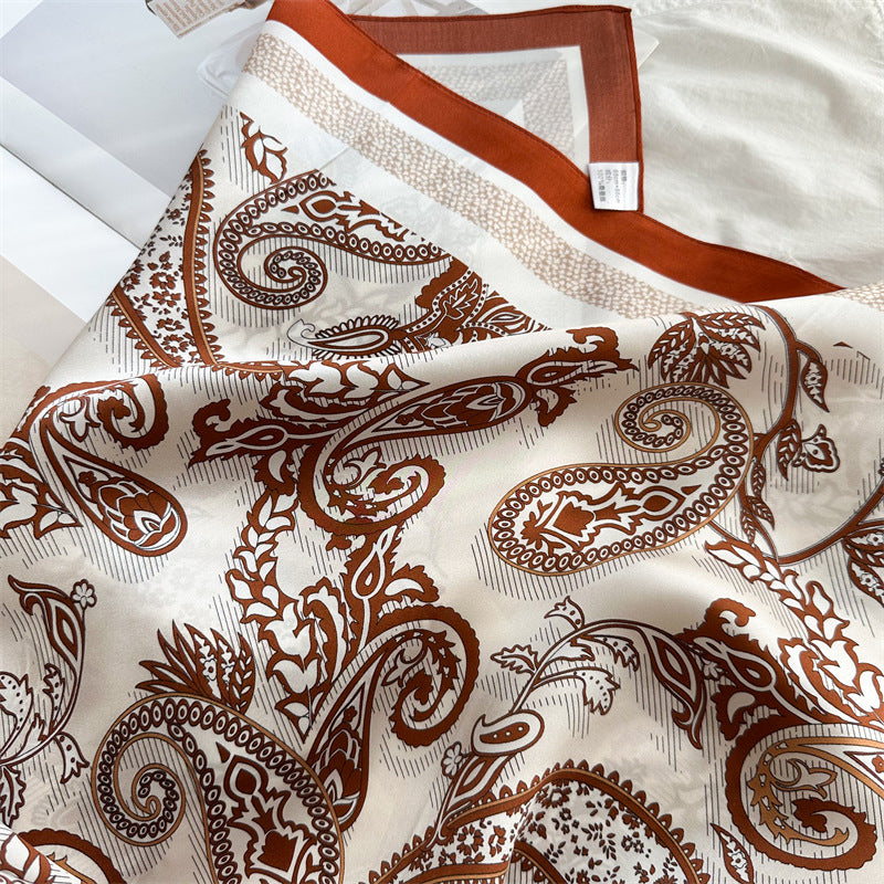 Amber Paisley – 100% Silk Crepe de Chine Scarf 90cm