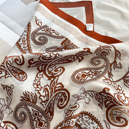 Amber Paisley – 100% Silk Crepe de Chine Scarf 90cm