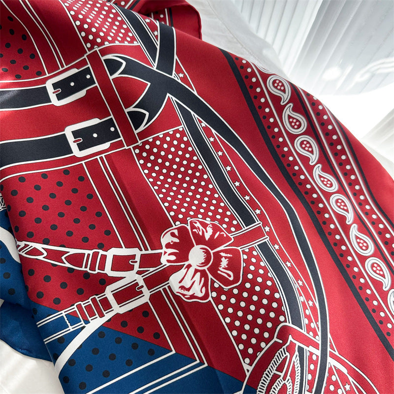 Red &amp; Blue Harness – 100% Silk Twill Scarf 90cm