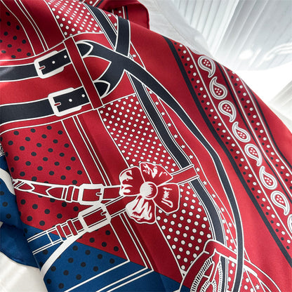 Red &amp; Blue Harness – 100% Silk Twill Scarf 90cm